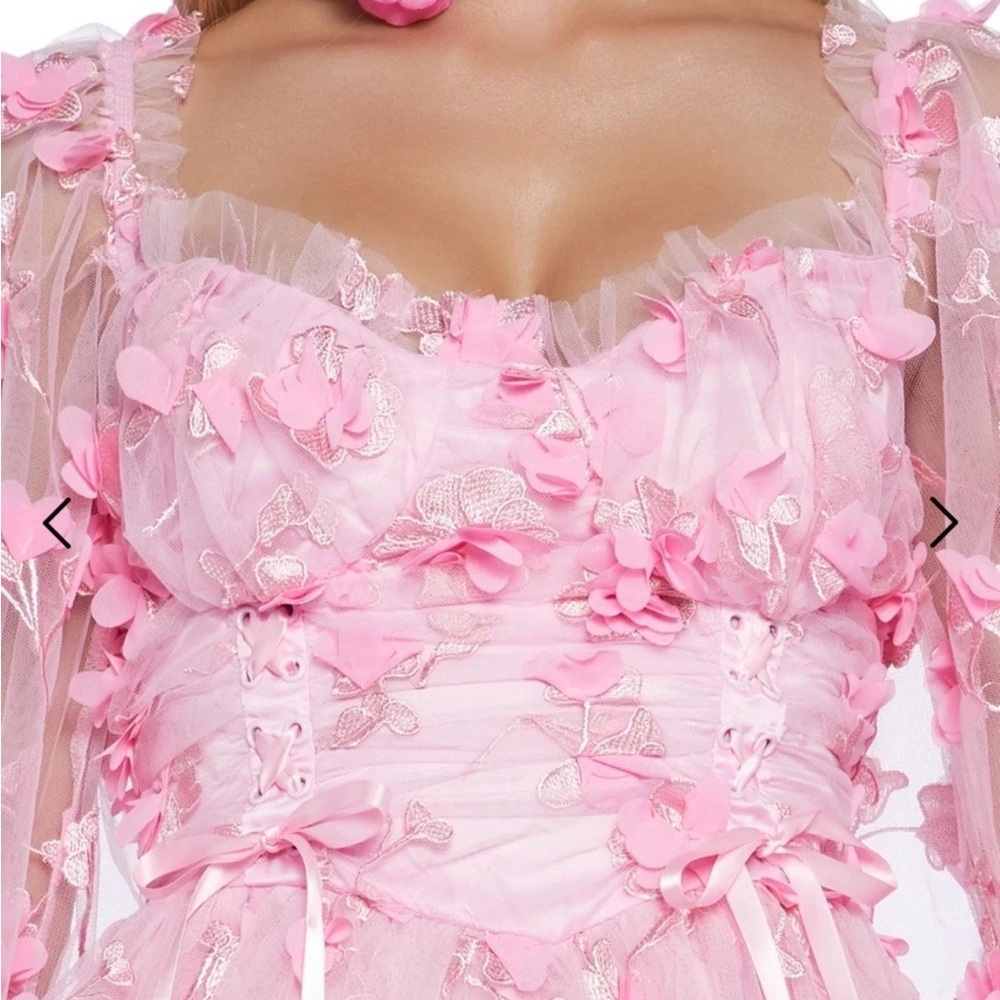 Dolls Kill Sugar Thrillz Heavenly Affair Babydoll Pink Floral Whimsical Dress 2X - Picture 6 of 13